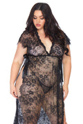 Plus Size Lace Lingerie Kaftan Set