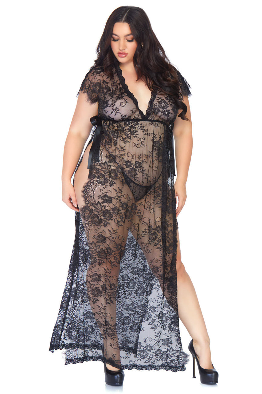 Plus Size Lace Lingerie Kaftan Set