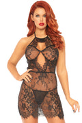 Black Eyelash Lace Chemise