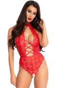Floral Lace Crotchless Teddy