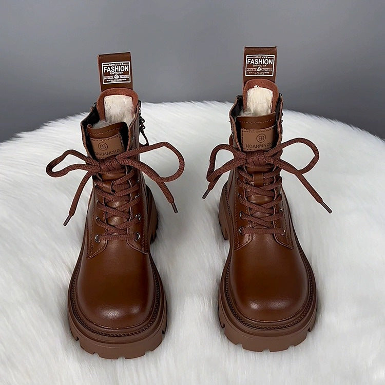 Botas de invierno de suela gruesa con interior de piel