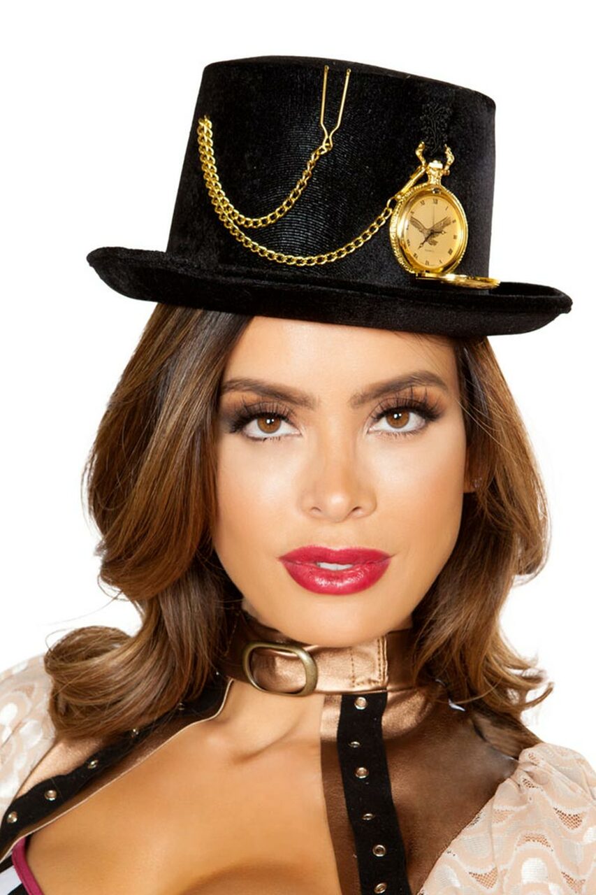 Black Top Hat with Pocket Watch