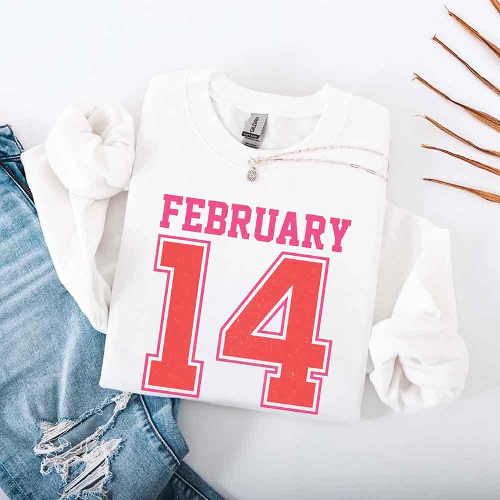 Retro Valentine’s Day Jersey Number FEBRUARY 14 Sweatshirt