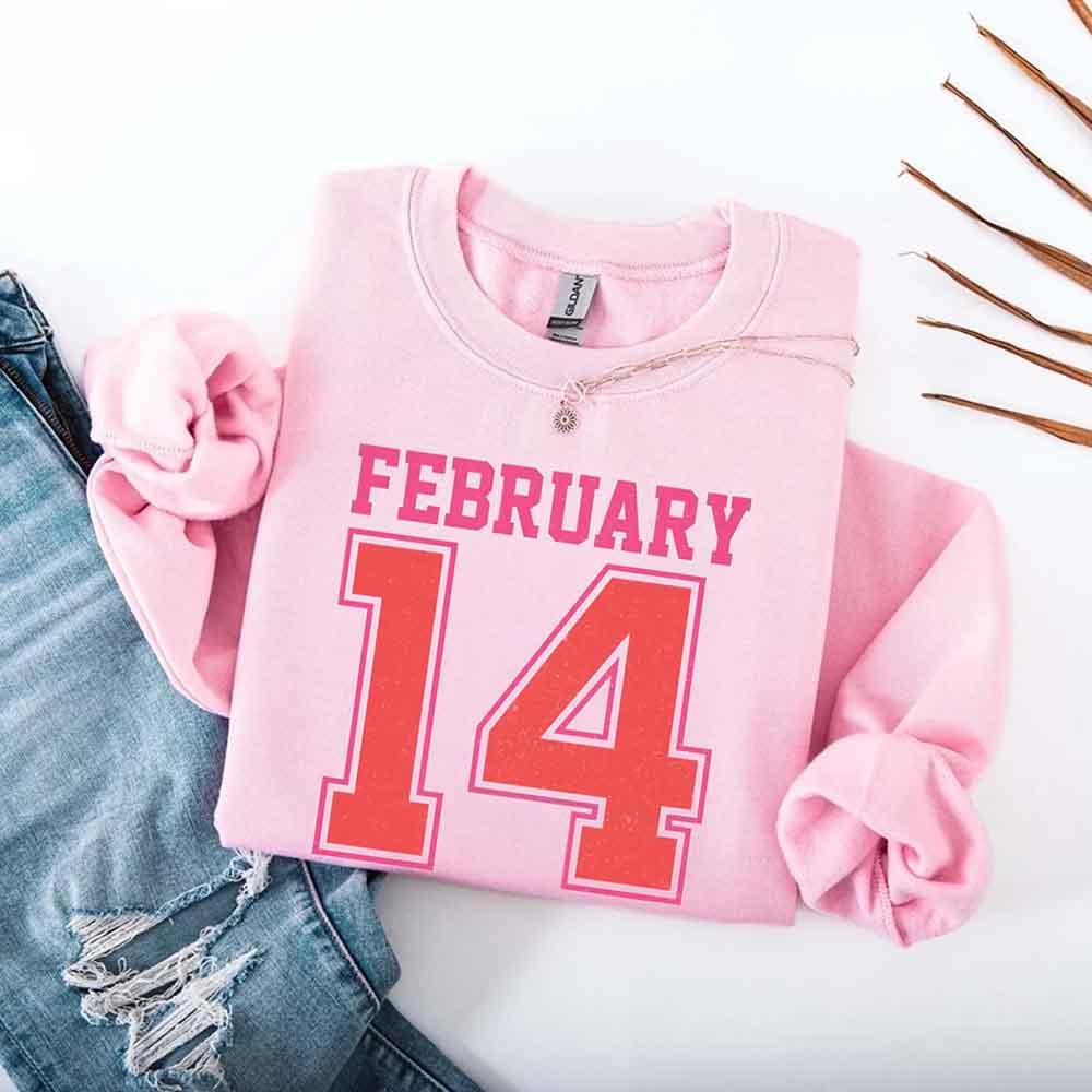 Retro Valentine’s Day Jersey Number FEBRUARY 14 Sweatshirt