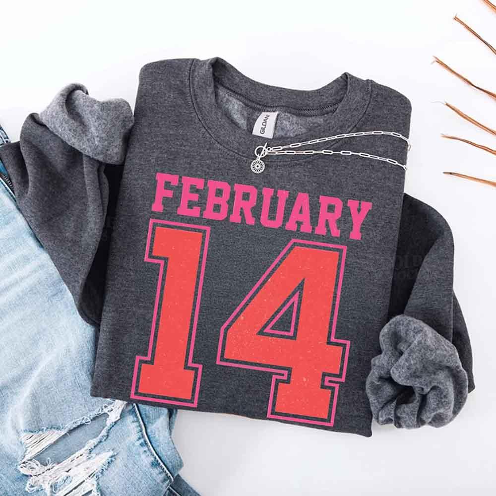 Retro Valentine’s Day Jersey Number FEBRUARY 14 Sweatshirt