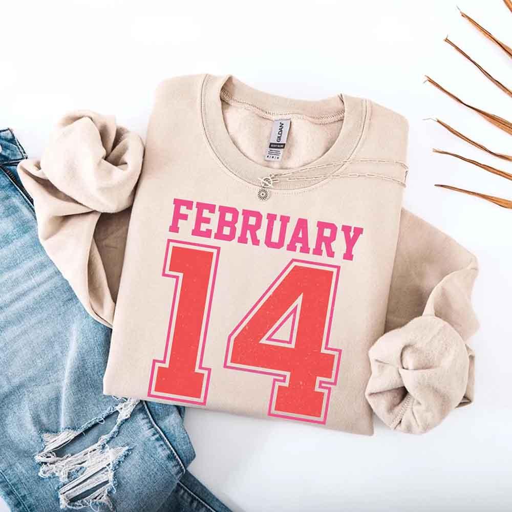 Retro Valentine’s Day Jersey Number FEBRUARY 14 Sweatshirt