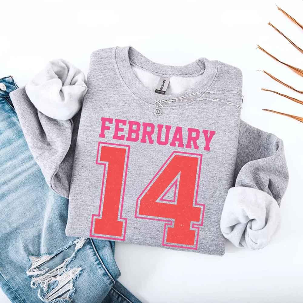 Retro Valentine’s Day Jersey Number FEBRUARY 14 Sweatshirt