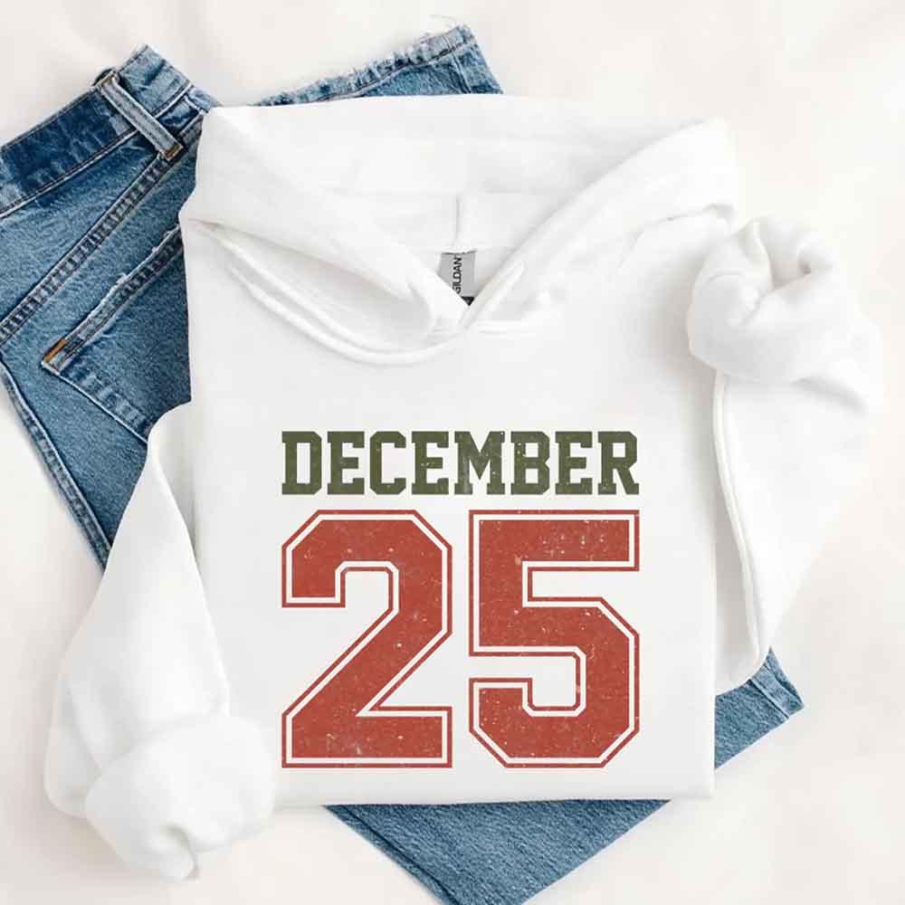 Retro Christmas Hoodie DECEMBER 25 – Festive Holiday Wear