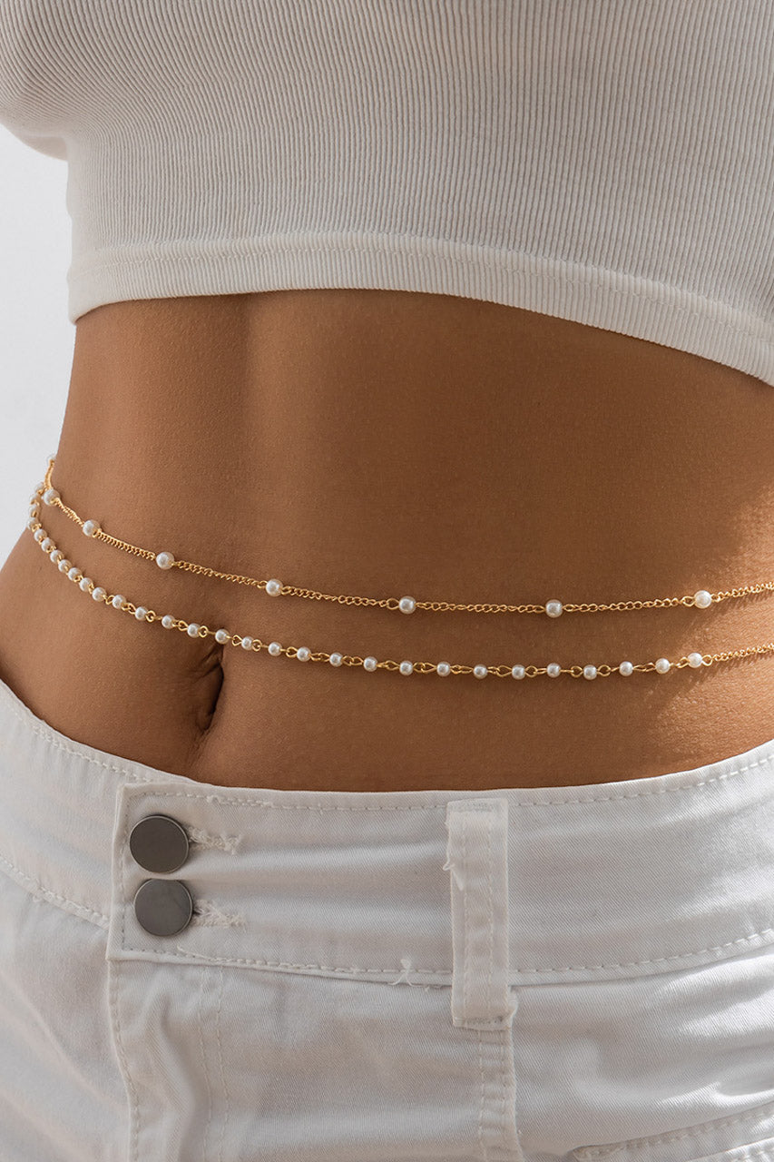 Dual Strap Pearl Belly Chain