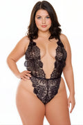 Plus Size Eyelash Lace Low Cut Teddy
