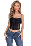 Plus Size Black Mesh and Lace Bustier