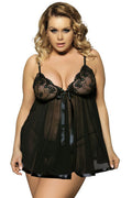 Plus Size Simple Mesh Babydoll