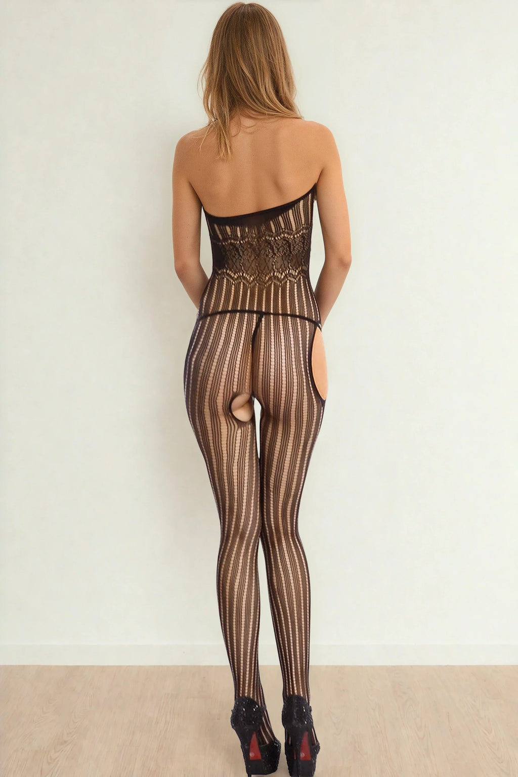 Halter Cut Out Patterned Bodystocking