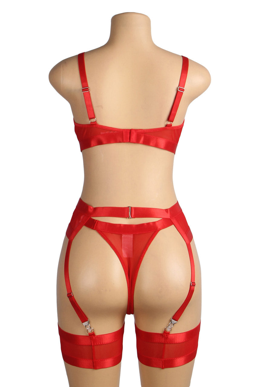 Bondage Bra and Garterbelt Set