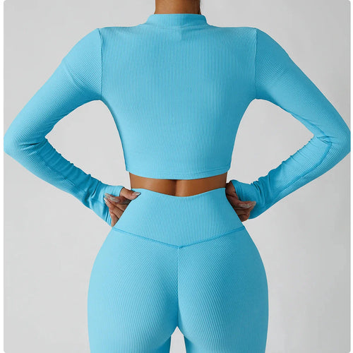 3-Piece Seamless Yoga Set – Jacket, Bra & Leggings