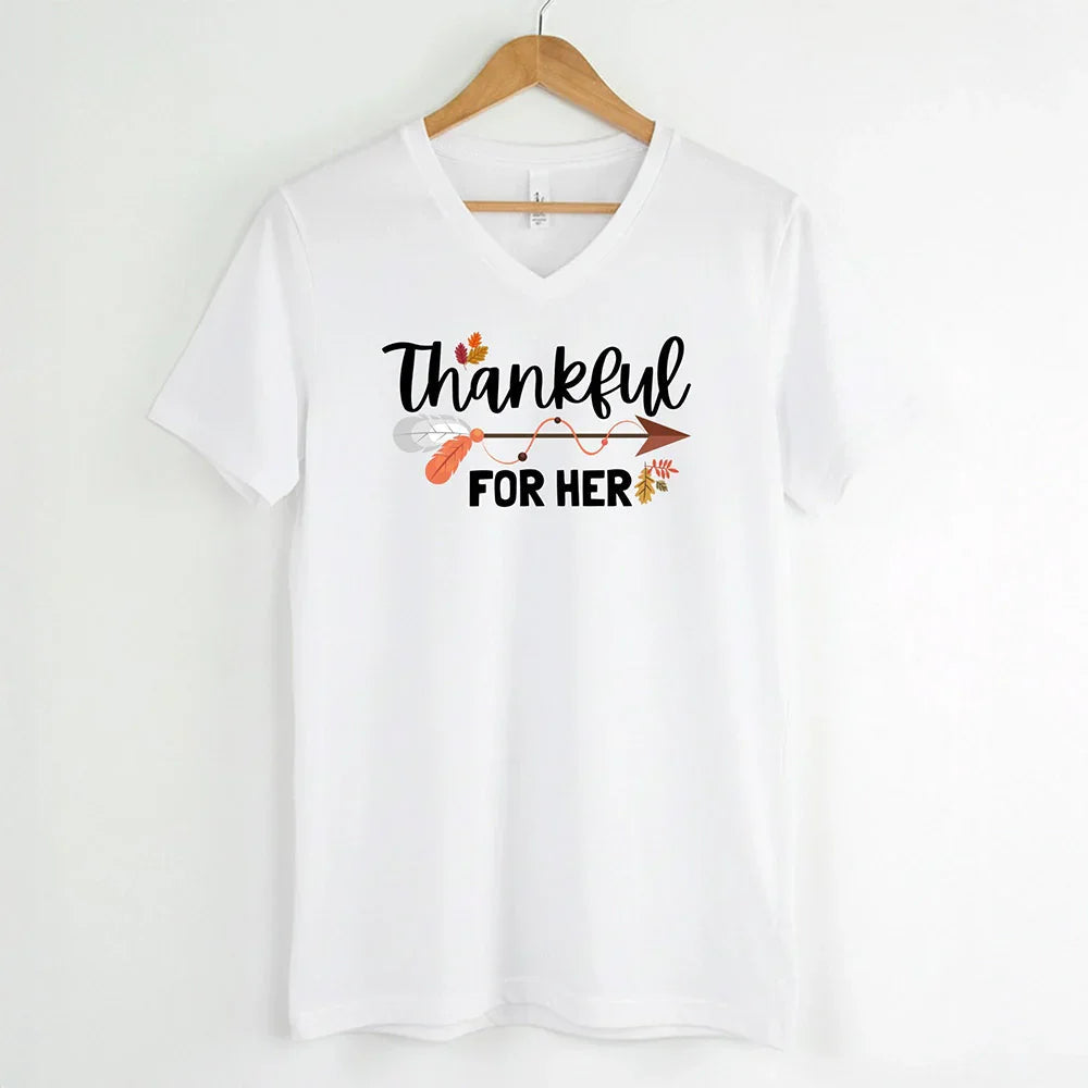 EXPEDITE to Receive in Time - Thankful For Her/Him Valentines Couple V-Neck