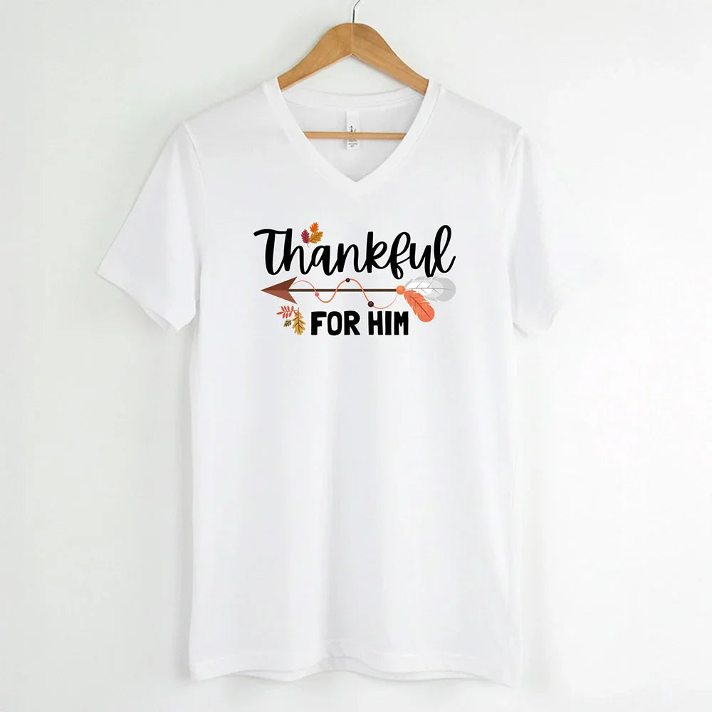 EXPEDITE to Receive in Time - Thankful For Her/Him Valentines Couple V-Neck