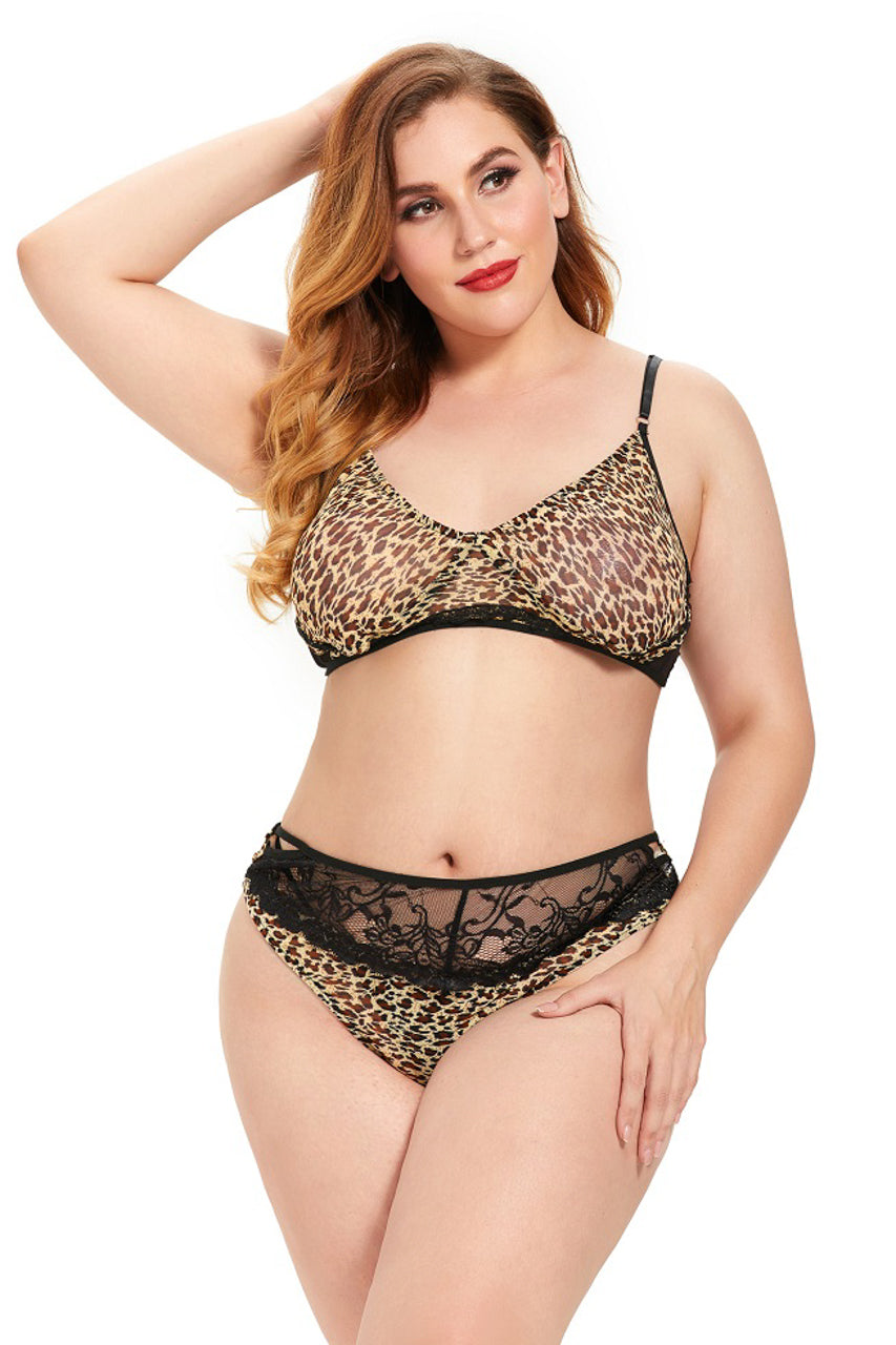 Plus Size Fierce Feline Bra Set