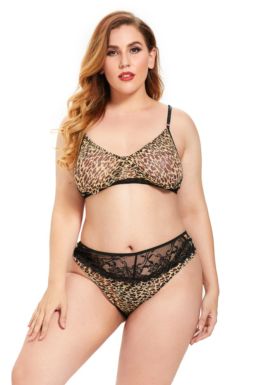 Plus Size Fierce Feline Bra Set
