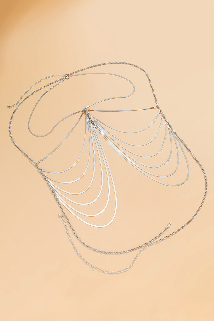 Silver Multi Strap Chain Body Jewelry