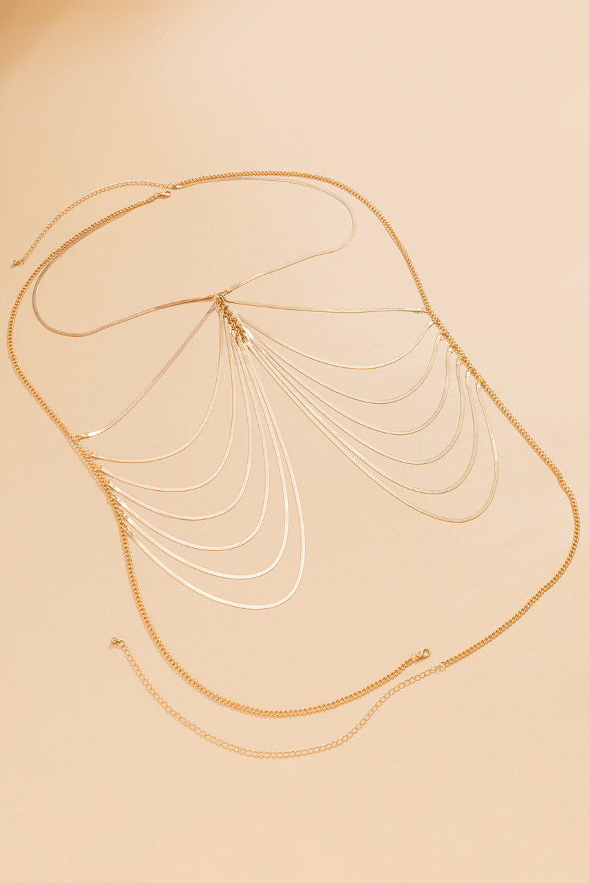 Gold Multi Strap Chain Body Jewelry