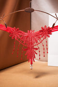 Embroidered Fringe Pearl Thong
