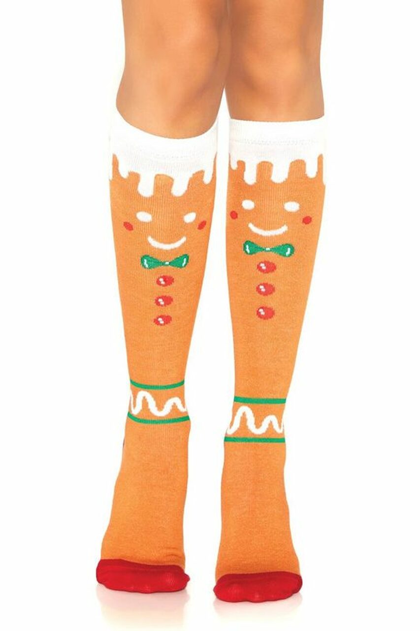 Gingerbread Man Knee Highs