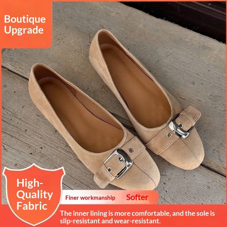 Tacones de oficina de corte bajo con punta redonda para mujer – Zapatos casuales de tacón medio