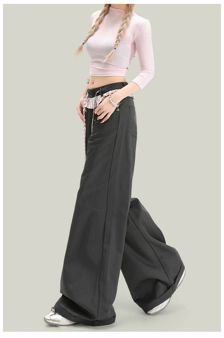 Pantalones casuales de mujer con paneles de encaje vintage
