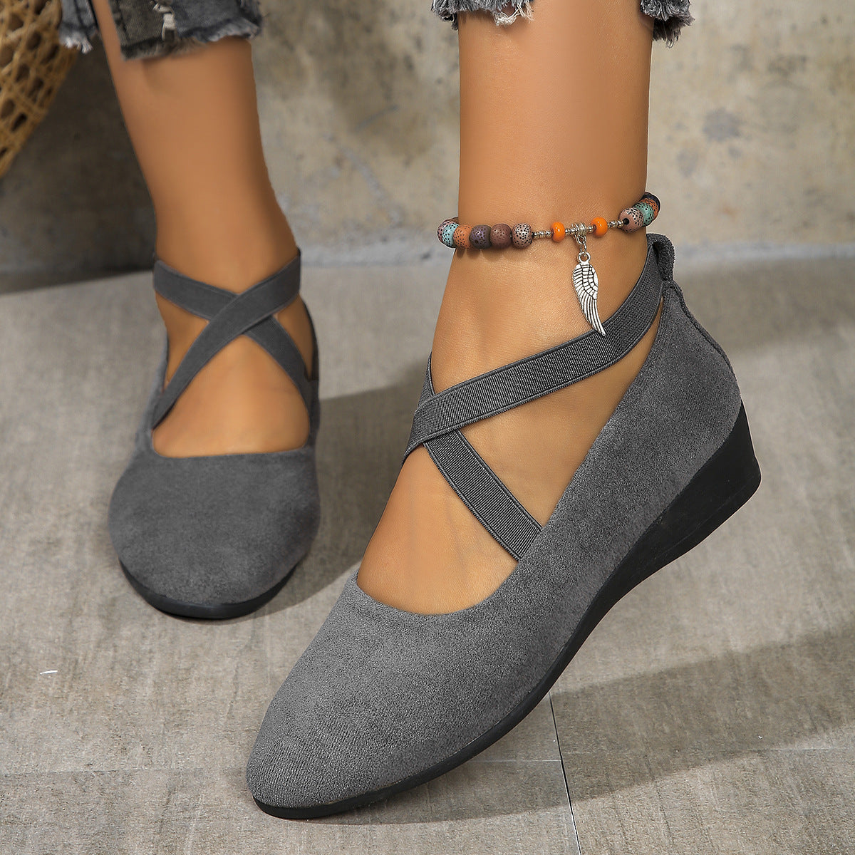 Zapatos de salón de cuña con plataforma y banda elástica – 6 colores EU 35–43