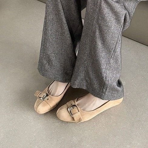 Tacones de oficina de corte bajo con punta redonda para mujer – Zapatos casuales de tacón medio