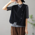 Women's Retro Straight-Cut Vest Jacket – Elegant Commuter Cardigan