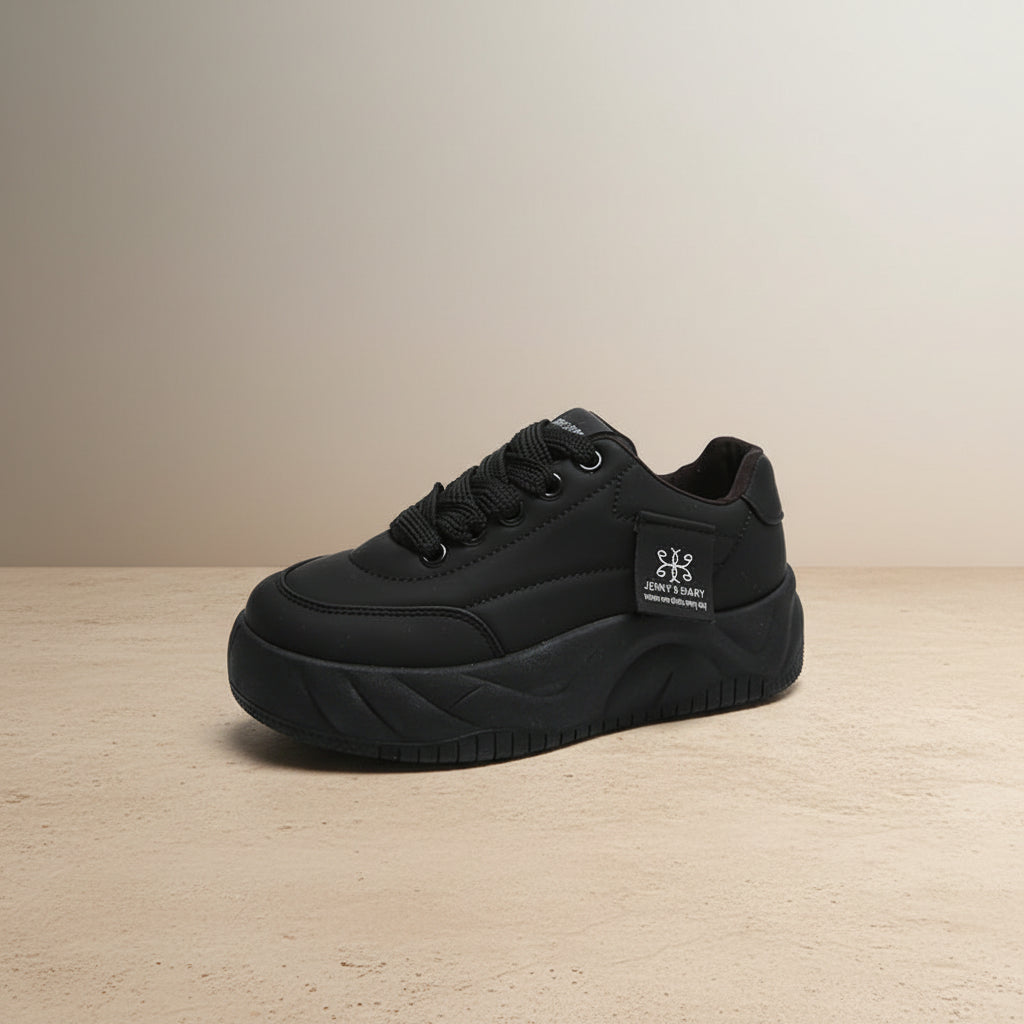 Zapatillas de deporte con alzas de plataforma con bloques de color – Con cordones, de caña baja