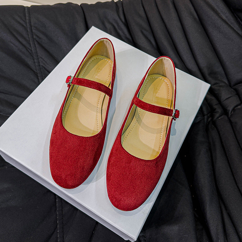 Zapatos de tacón planos estilo Mary Jane vintage para mujer