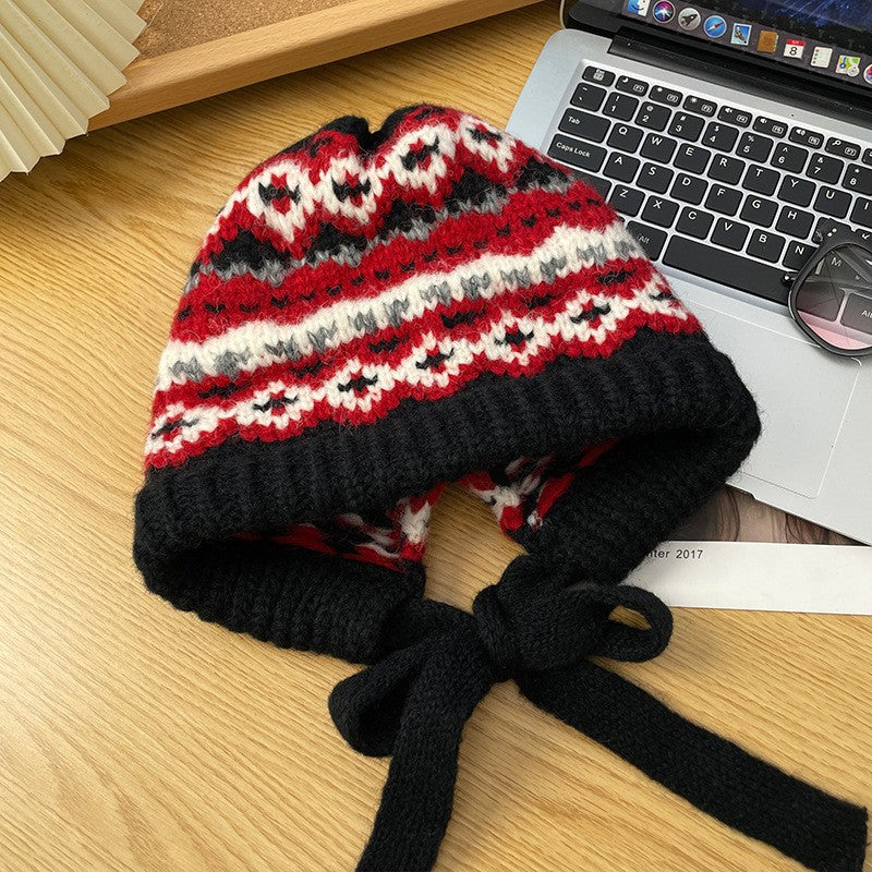 Gorro de lana estilo vintage de invierno – Gorro cálido con protección para las orejas para el clima frío