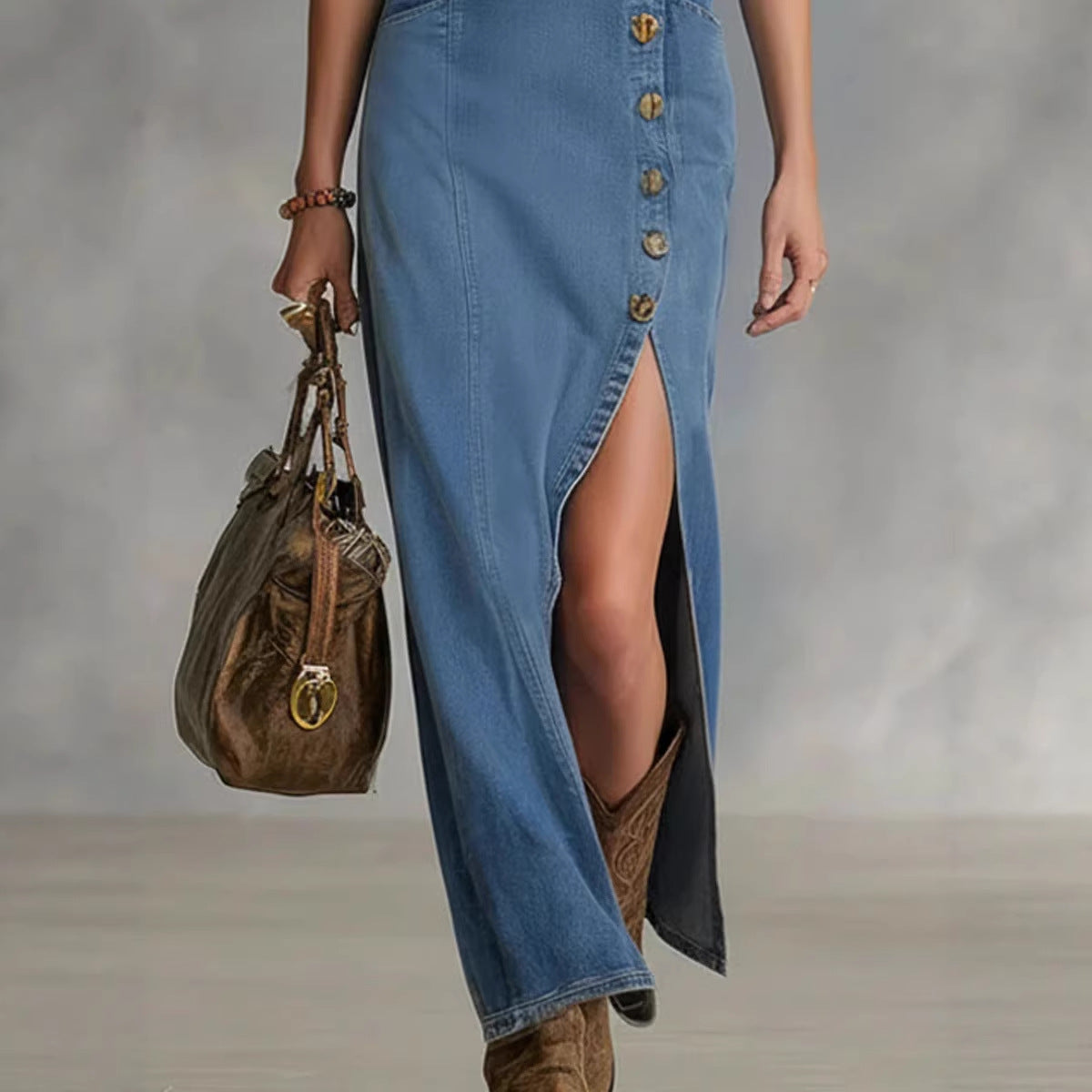 Vestido vaquero sin mangas con botones delanteros – Vintage, S-XXL