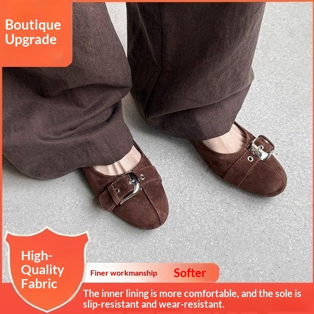 Tacones de oficina de corte bajo con punta redonda para mujer – Zapatos casuales de tacón medio