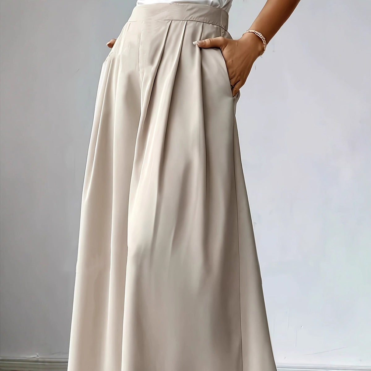 Pantalones Plisados de Pierna Ancha de Cintura Alta para Mujer – Lino Bohemio Relajado