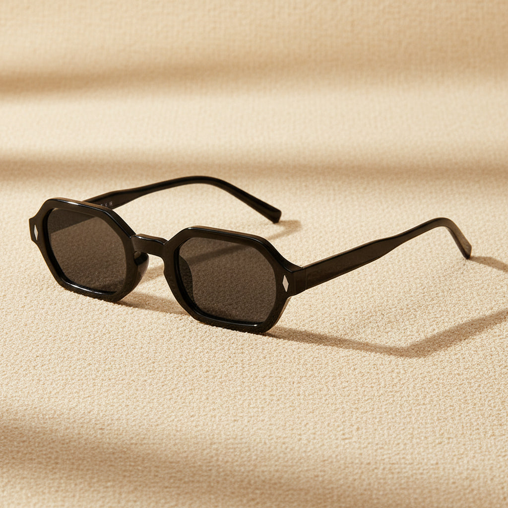 Gafas de sol poligonales de montura pequeña – Protección UV hexagonal unisex