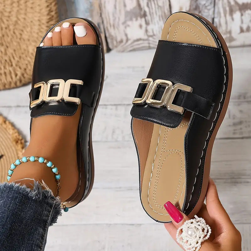Sandalias Peep-Toe con Cuña y Plataforma de Cadena – 5 Colores Tallas UE 36–45