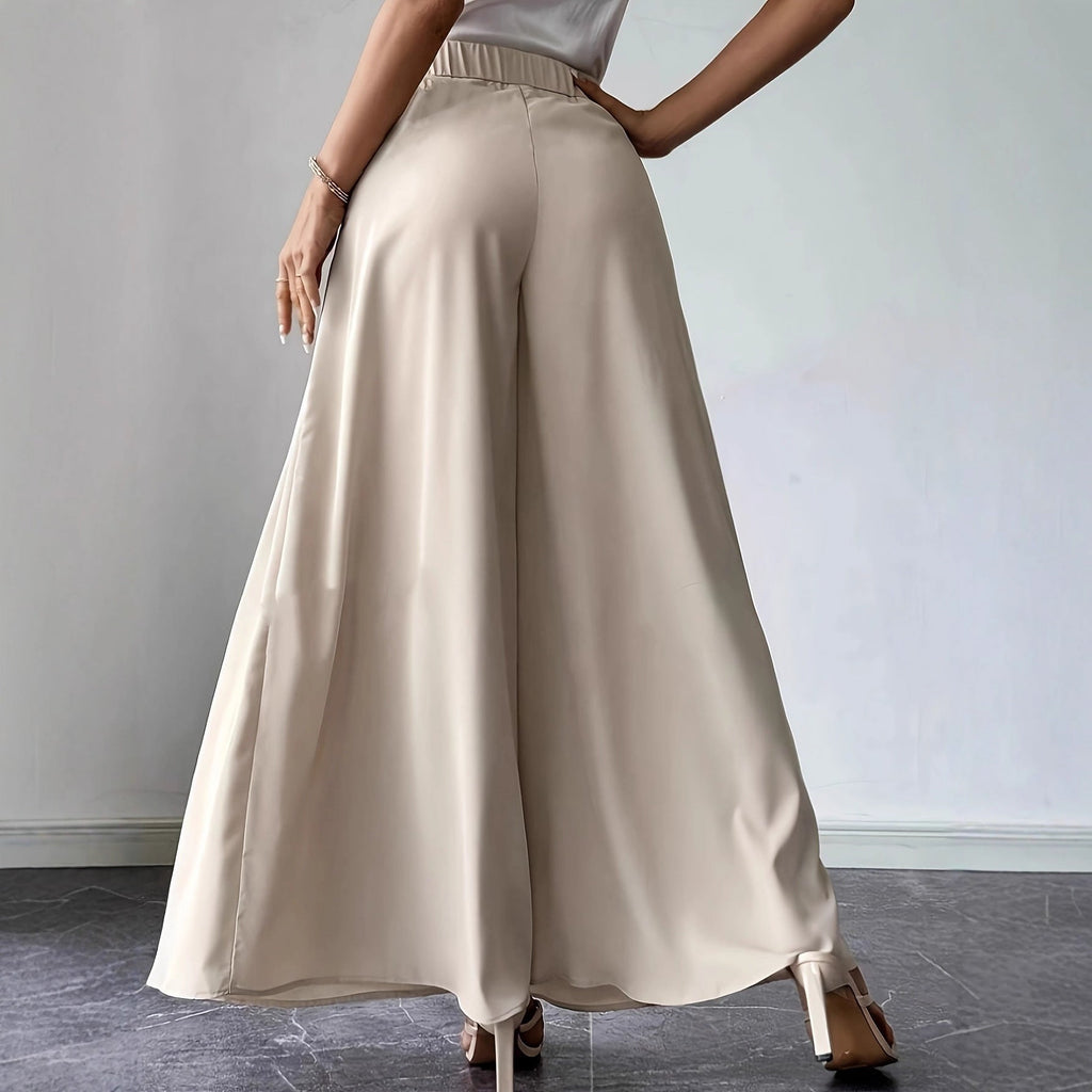 Pantalones Plisados de Pierna Ancha de Cintura Alta para Mujer – Lino Bohemio Relajado