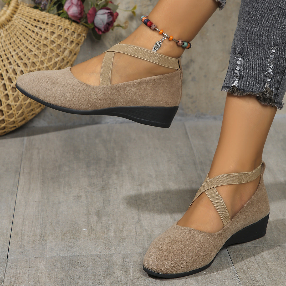 Zapatos de salón de cuña con plataforma y banda elástica – 6 colores EU 35–43