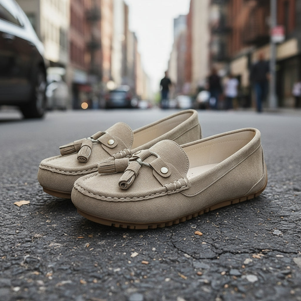Mocasines planos sin cordones, antideslizantes y de suela blanda — Zapatos de mujer cómodos y fáciles de llevar
