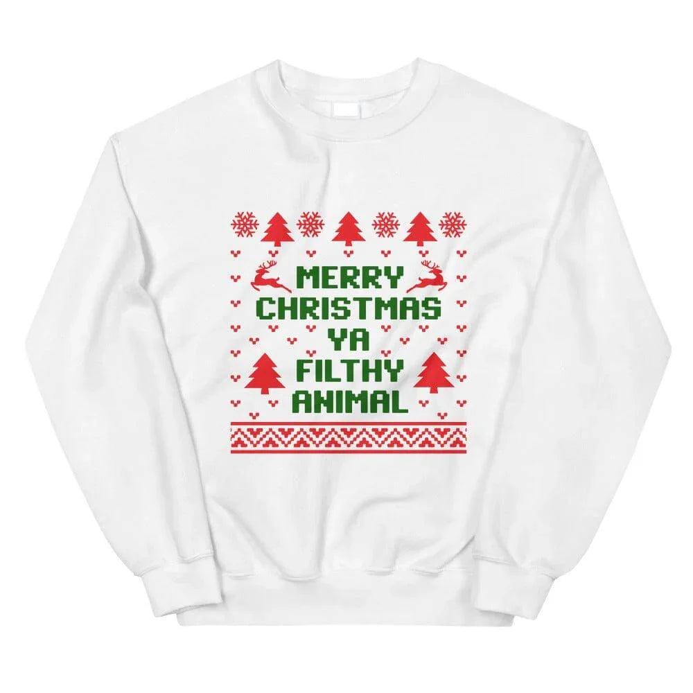 Merry Christmas Ya Filthy Animal Colored Sweatshirt